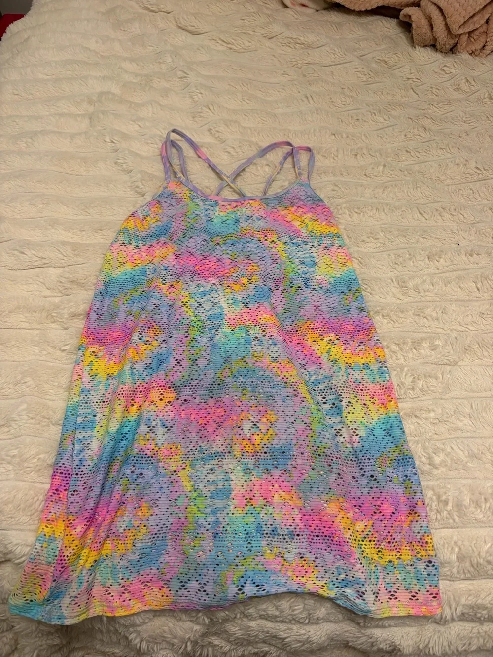 Women’s Pastel Tie-Dye Crochet Swim Cover-Up